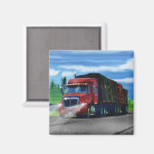 Rode Cargo Truck Driver Gift Magnet (Voorkant / Achterkant)