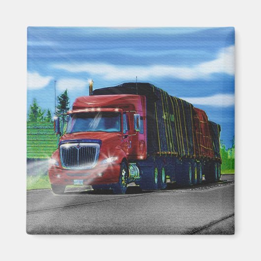 Rode Cargo Truck Driver Gift Magnet (Voorkant)