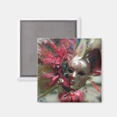 Rode Carnaval Fantasie Kunst Vierkante Magneet (Voorkant / Achterkant)