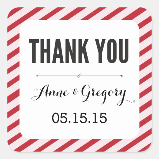 Rode carnaval strepen dank u voor Stickers (Voorkant)