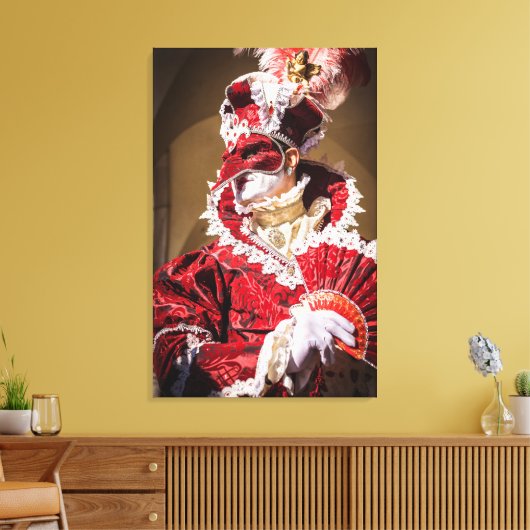 Rode carnavalsmasker in Venetië, Italië Canvas Afdruk (Insitu (Woonkamer))