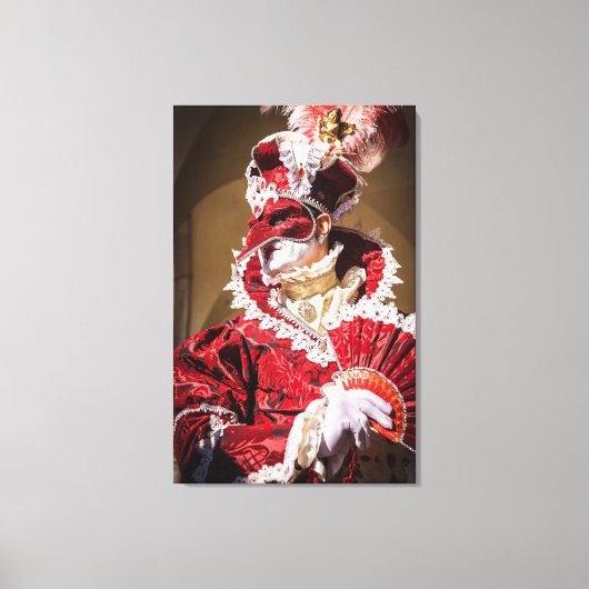 Rode carnavalsmasker in Venetië, Italië Canvas Afdruk (Voorkant)