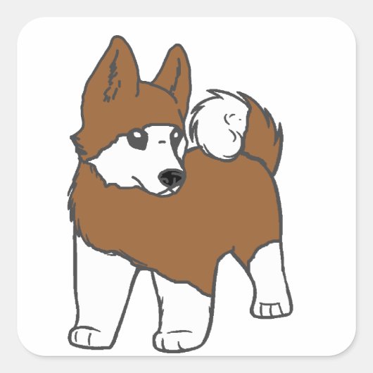 rode cartoon akita vierkante sticker (Voorkant)