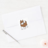 rode cartoon akita vierkante sticker (Envelop)
