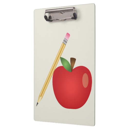 rode Cartoon appel en geel potlood Klembord (Links)