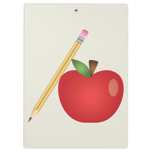 rode Cartoon appel en geel potlood Klembord (Achterkant)