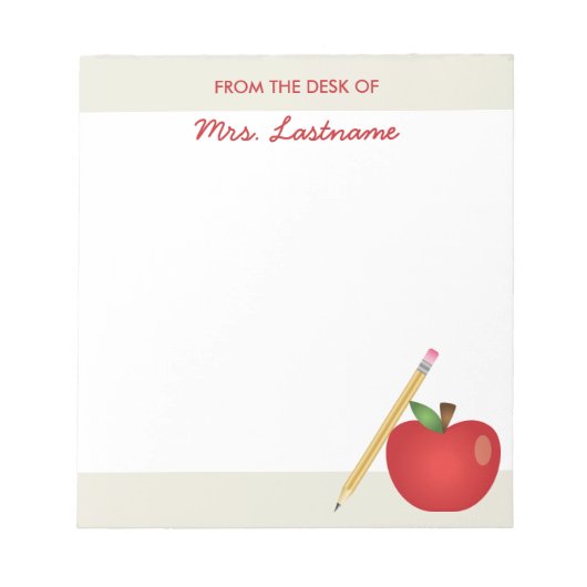 Rode Cartoon Apple en geel potlood & aangepaste na Notitieblok (Voorkant)