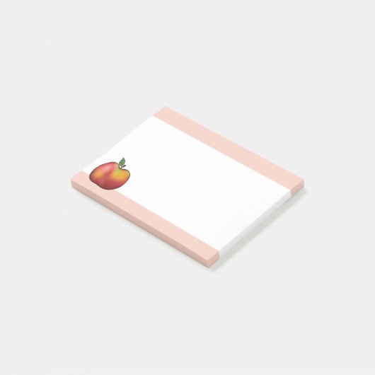Rode Cartoon Apple en roze Post-it® Notes (Schuin)