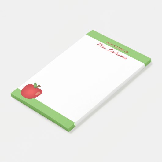 Rode Cartoon Apple met aangepaste naam Post-it® Notes (Schuin)