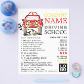 Rode Cartoon Auto, Rijschool, Instructeur Adverten Flyer (Enkel)