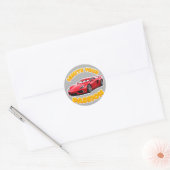 Rode Cartoon Auto Ronde Sticker (Envelop)