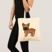 Rode Cartoon Franse Bulldog Tote Bag (Voorkant (product))