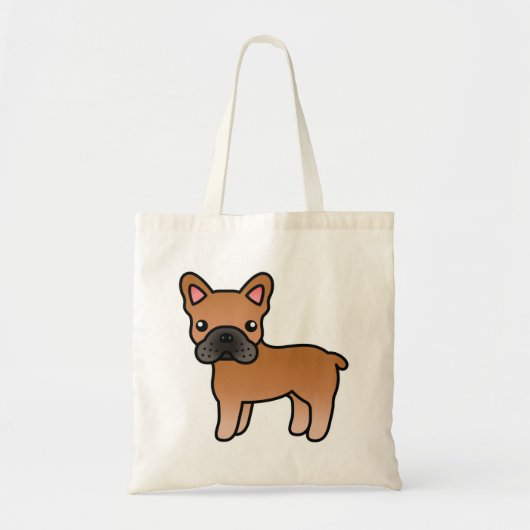 Rode Cartoon Franse Bulldog Tote Bag (Voorkant)