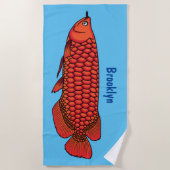 Rode cartoon in Arowana Strandlaken (Voorkant)