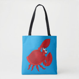 Rode cartoon krab tote bag