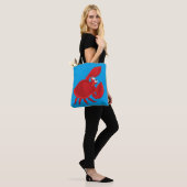 Rode cartoon krab tote bag (Op model)
