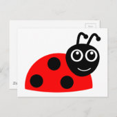 Rode cartoon ladybug briefkaart (Voorkant / Achterkant)