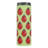 Rode Cartoon Ladybugs met aangepaste naam Thermosbeker (Achterkant)