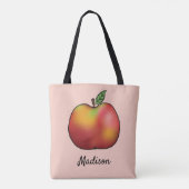 Rode Cartoon op roze met aangepaste naam Tote Bag (Achterkant)