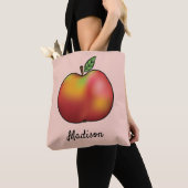 Rode Cartoon op roze met aangepaste naam Tote Bag (Dichtbij)