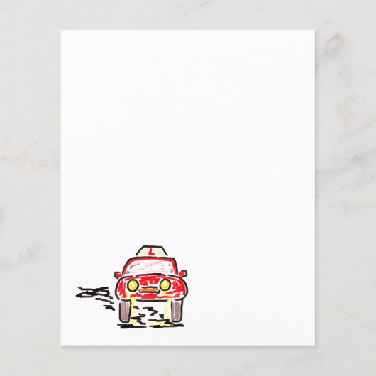 Rode Cartoon, Rijschool, Instructeur Advert Flyer (Achterkant)