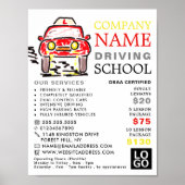 Rode Cartoon, Rijschool, Instructeur Advert Poster (Voorkant)