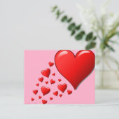 Rode cartoon schattig harten ontwerp briefkaart (Staand voorkant)