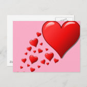 Rode cartoon schattig harten ontwerp briefkaart (Voorkant / Achterkant)