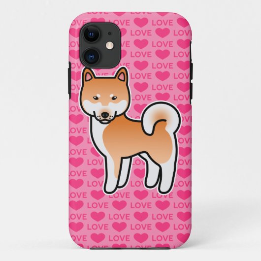 Rode Cartoon Shiba Inu Liefde Case-Mate iPhone Case (Achterkant)