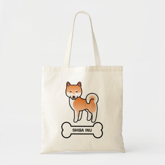 Rode Cartoon Shiba Inu Tote Bag (Voorkant)