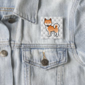 Rode Cartoon Shiba Inu Vierkante Button 5,1 Cm (In situ)