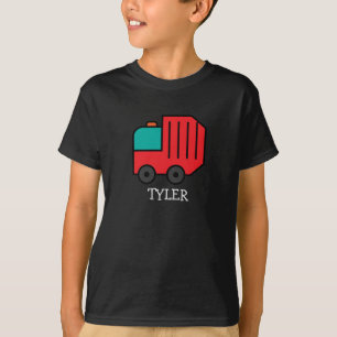 Rode Cartoon Vuilnis/Recyclen Vrachtwagen met Kind T-shirt