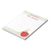 Rode Cartoonappel en gele potlood & aangepaste naa Notitieblok (Linkerzijde)