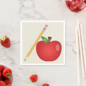 Rode Cartoonappel en Gele Potlood Servetten (Insitu)