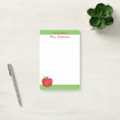 Rode Cartoonappel Met Aangepaste Naam Post-it® Notes (Kantoor)