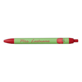 Rode Cartoonappel Met Aangepaste Naam Zwarte Inkt Pen