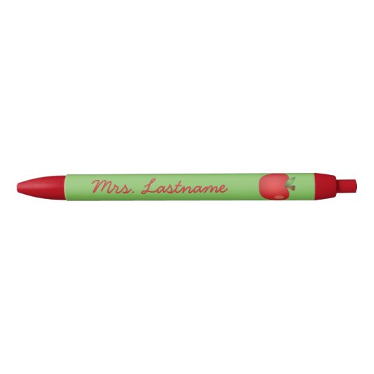 Rode Cartoonappel Met Aangepaste Naam Zwarte Inkt Pen (Voorkant)
