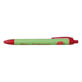 Rode Cartoonappel Met Aangepaste Naam Zwarte Inkt Pen (Bovenkant)
