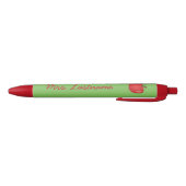 Rode Cartoonappel Met Aangepaste Naam Zwarte Inkt Pen (Bodem)