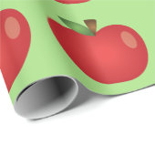 Rode Cartoonappel Op Groen Cadeaupapier (Rol Hoek)
