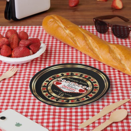 Rode Casino Poker Chip Verjaardagsfeestje Papieren Bordje (Picknick)