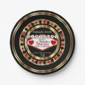 Rode Casino Poker Chip Verjaardagsfeestje Papieren Bordje (Voorkant)