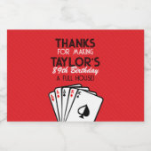 Rode Casino Poker Verjaardagsgunst Likeurfles Etiket (Enkel label)