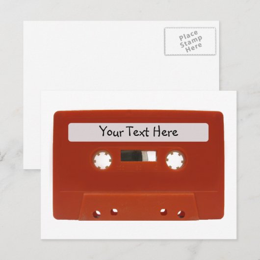 Rode Cassettebandje  Briefkaart (Voorkant / Achterkant)