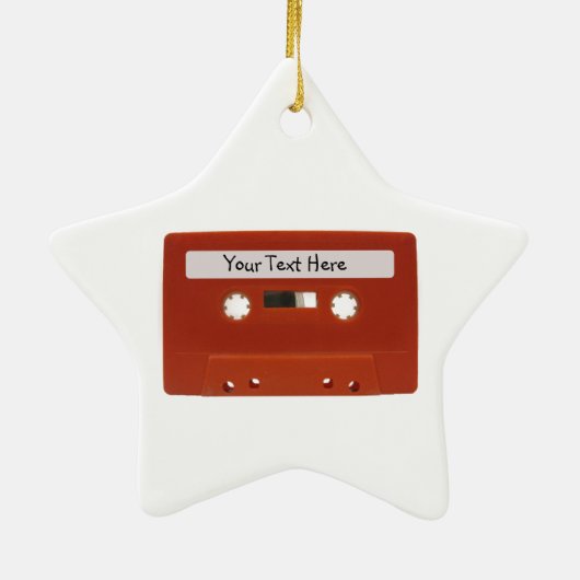 Rode Cassettebandje  versiering Keramisch Ornament (Achterkant)