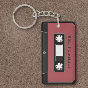 Rode Cassettebandjes Sleutelhanger