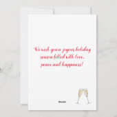 Rode Champagne Toast Juicht Vrolijke Kerstboom Feestdagenkaart (Achterkant)