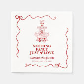 Rode Champagne Tower Niets Fancy Alleen Liefde Servet (Voorkant)