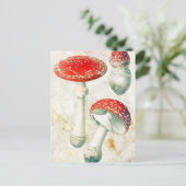 Rode champignons, morel, verzwakt achtergrond briefkaart (Staand voorkant)