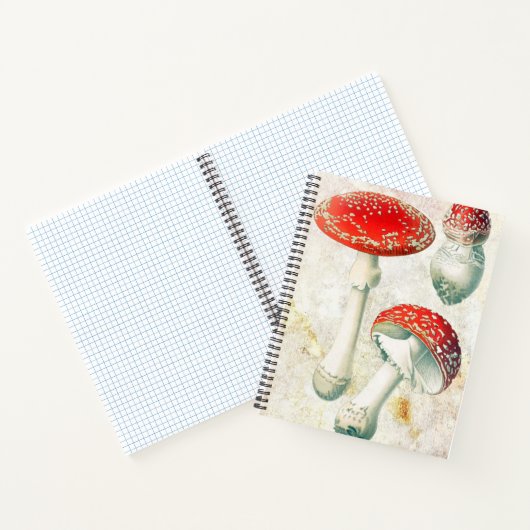 Rode champignons, morel, verzwakt achtergrond notitieboek (Binnen)